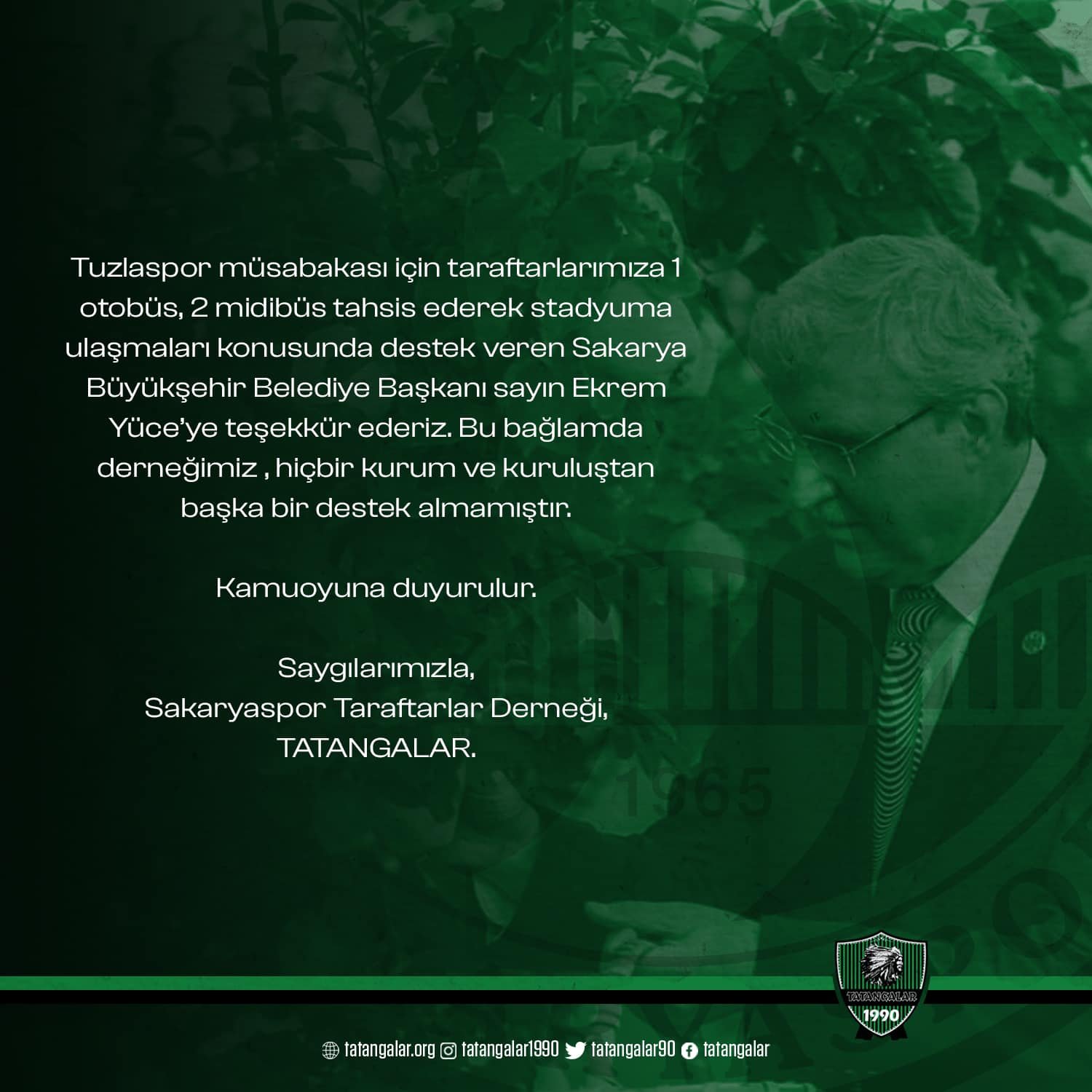 Kamuoyuna bilgilendirmemizdir.