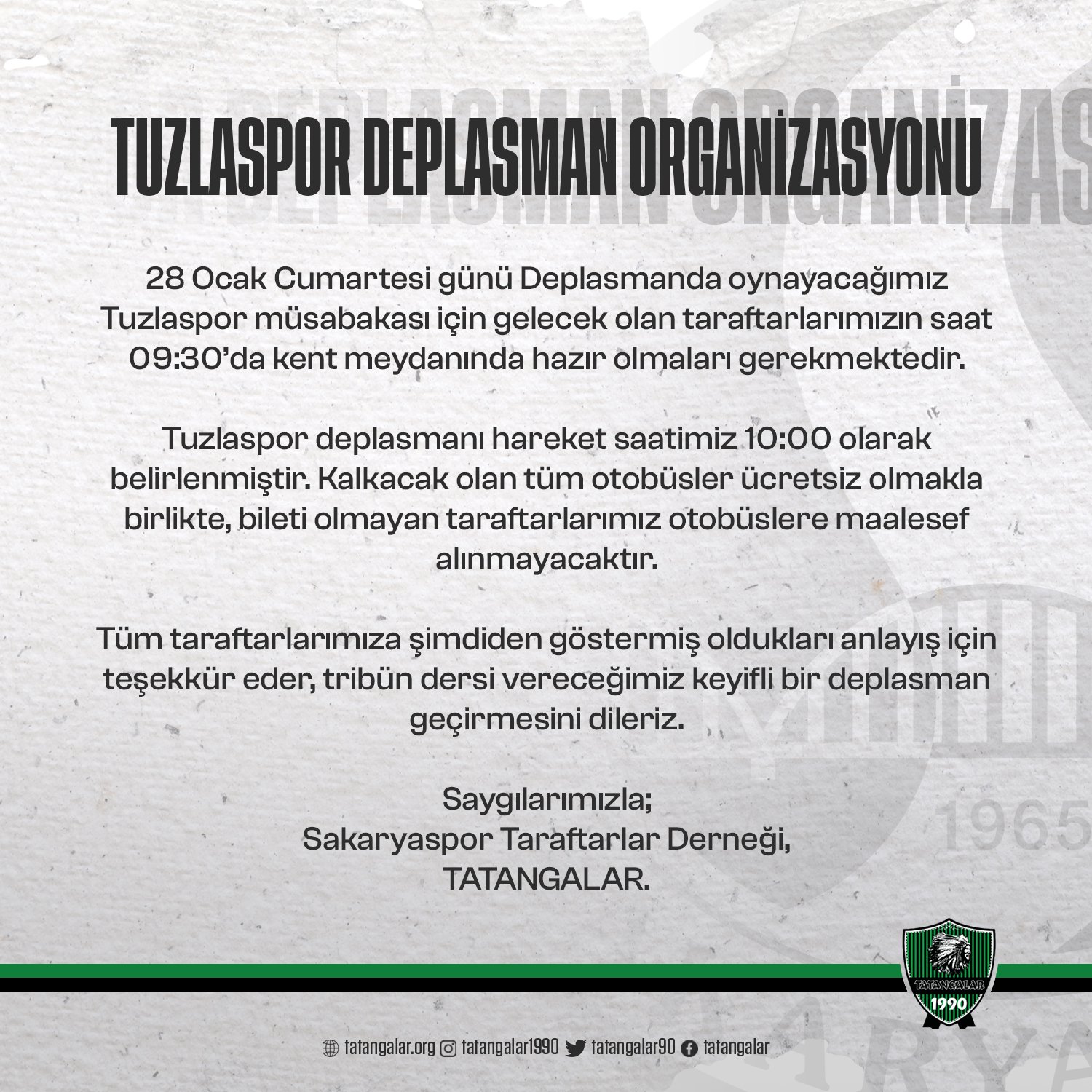 TUZLASPOR DEPLASMAN ORGANİSYONU!